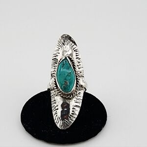 SADDLE TURQUOISE RING HANDMADE IN STERLING SILVER SIZE 11.75